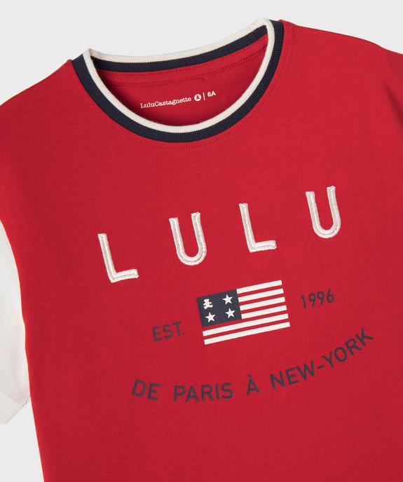 Tee-shirt manches courtes tricolore coupe oversize garçon - LuluCastagnette vue3 - LULU CASTAGNETTE G4G D - GEMO