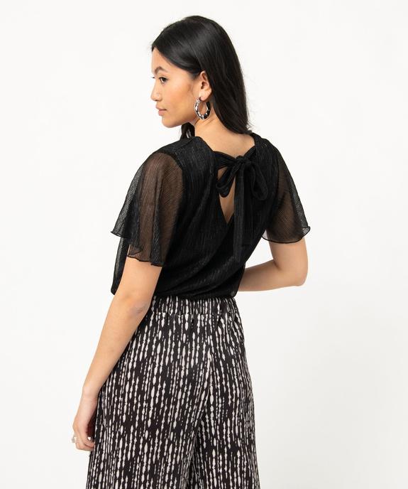 Tee-shirt scintillant à manches courtes en maille plissée femme vue3 - GEMO(FEMME PAP) - GEMO