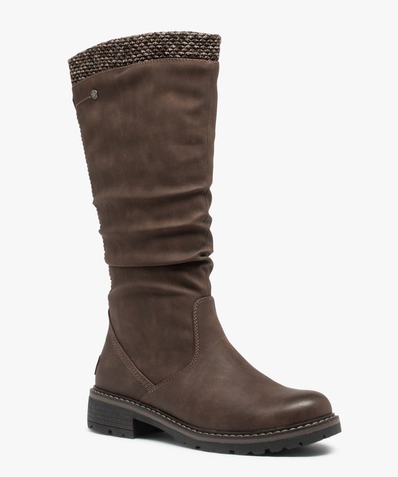 Bottes femme à talon large et col en maille chinée vue3 - GEMO (CASUAL) - GEMO