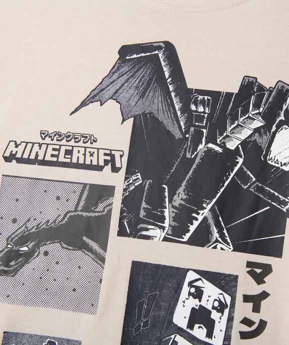 Tee-shirt manches courtes imprimé garçon - Minecraft vue3 - MINECRAFT - GEMO