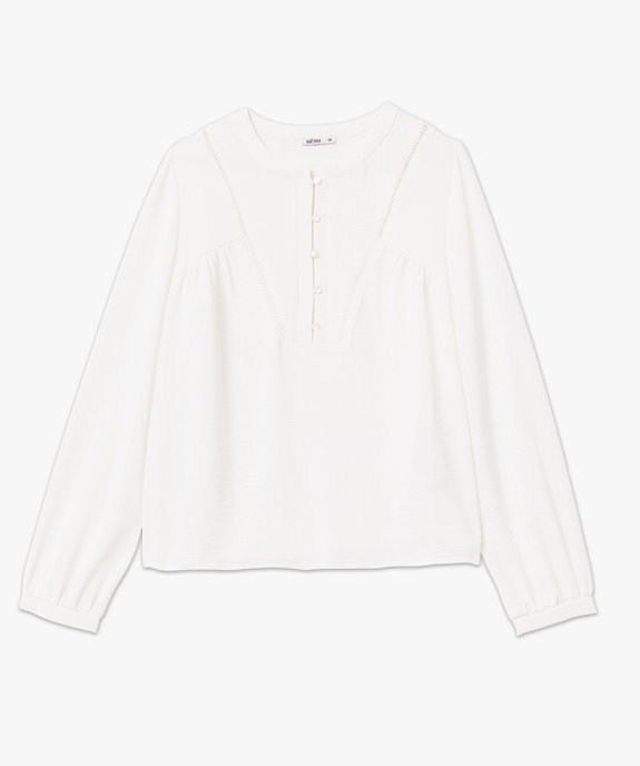 Blouse unie avec col rond boutonné femme vue4 - GEMO(FEMME PAP) - GEMO