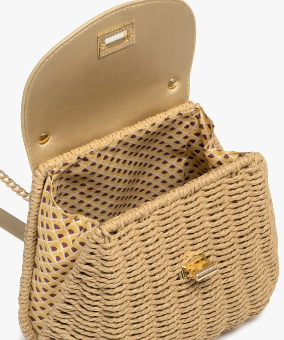 Sac besace compact en paille avec bandoulière chaîne femme vue4 - GEMO (ACCESS) - GEMO