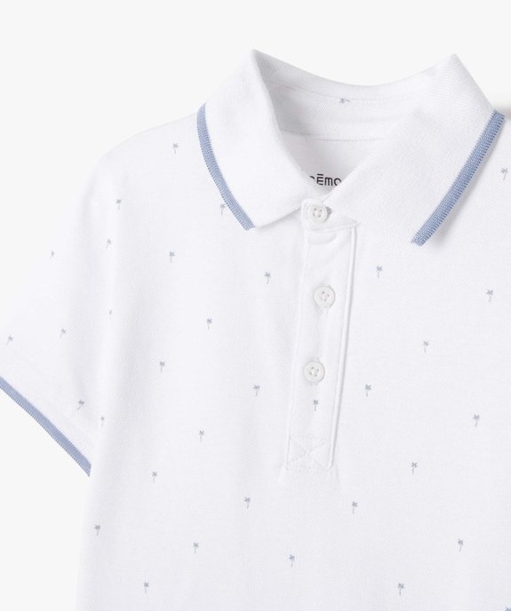 Polo garçon à motifs palmiers et finitions contrastantes vue2 - GEMO (ENFANT) - GEMO