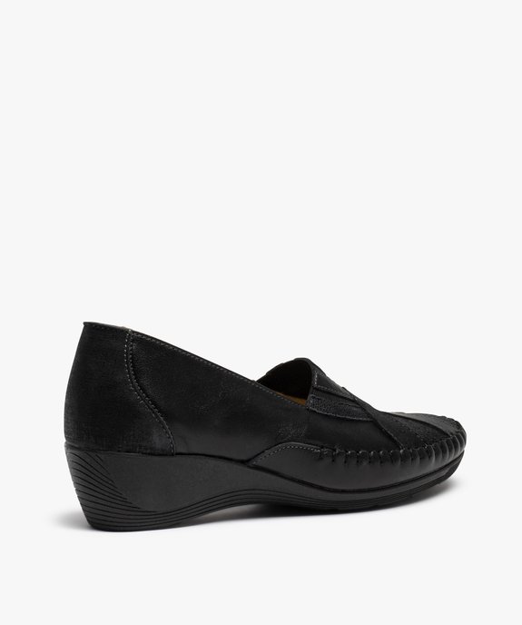 Mocassins femme confort à talon compensé dessus cuir vue4 - GEMO (CONFORT) - GEMO