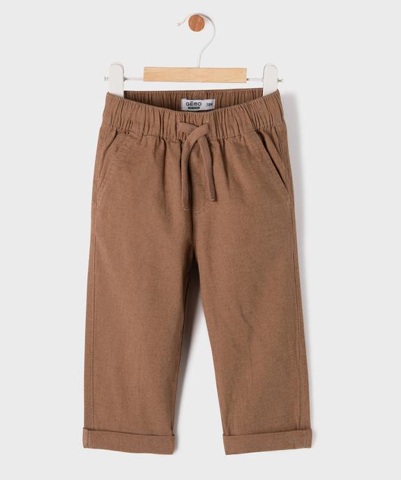 Pantalon en lin et coton avec taille ajustable bébé garçon vue1 - GEMO 4G BEBE - GEMO