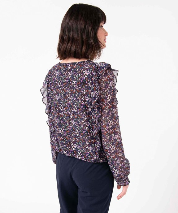 Tee-shirt femme avec manches en voile et volants vue3 - GEMO(FEMME PAP) - GEMO