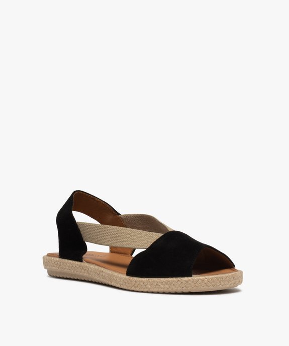 Sandales femme en cuir et semelle bordée de corde vue2 - GEMO (CASUAL) - GEMO