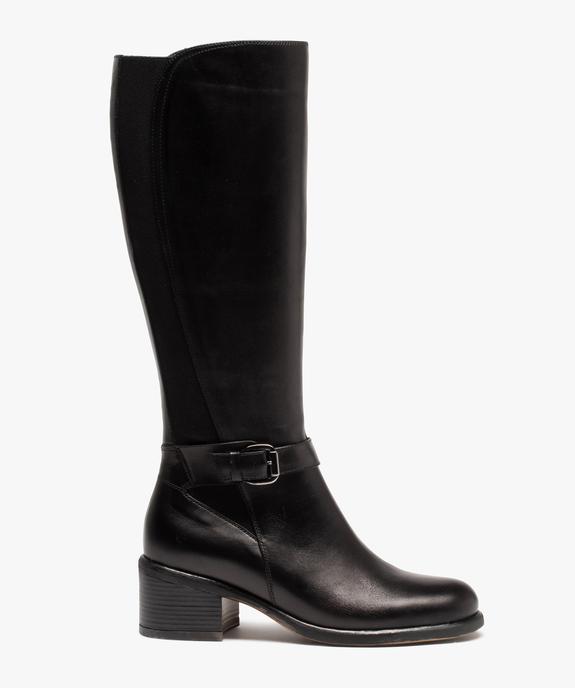 Bottes femme à talon dessus cuir uni bride décorative - Tanéo vue2 - TANEO - GEMO