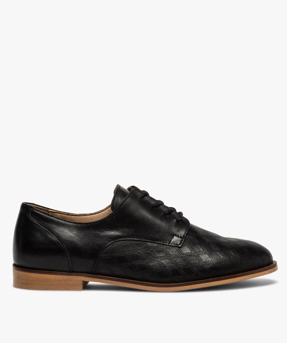 Derbies femme à talon plat et tige perforée vue2 - GEMO (CASUAL) - GEMO
