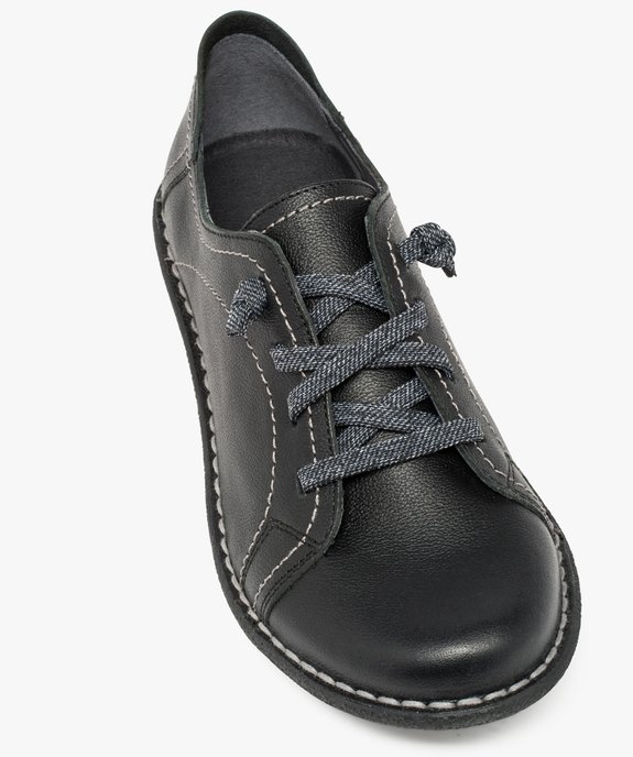 Derbies femme confort dessus cuir à lacets élastiques vue5 - GEMO (CONFORT) - GEMO