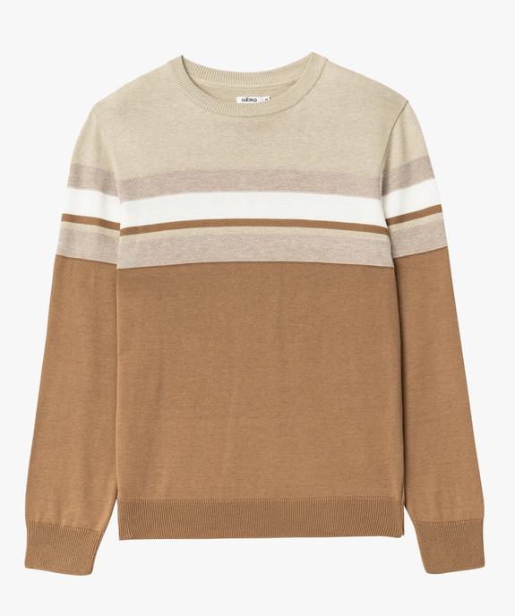 Pull en maille fine à bandes texturées homme vue4 - GEMO (HOMME) - GEMO