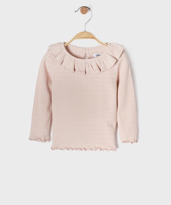 Tee-shirt manches longues avec col à volant bébé fille vue1 - GEMO(BEBE DEBT) - GEMO