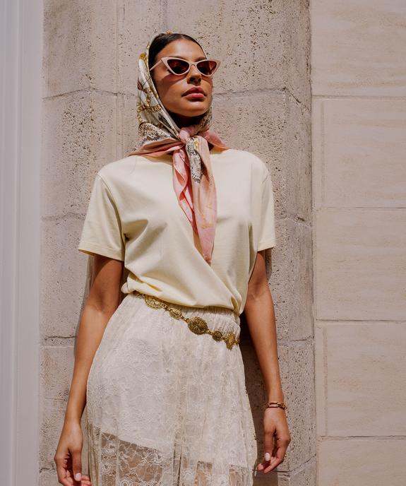 Tee-shirt manches courtes col rond uni en coton femme vue1 - GEMO 4G FEMME - GEMO