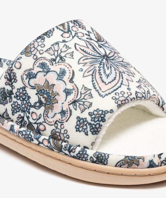 Chaussons mules en toile à motifs fleuris femme vue6 - GEMO 4G FEMME - GEMO