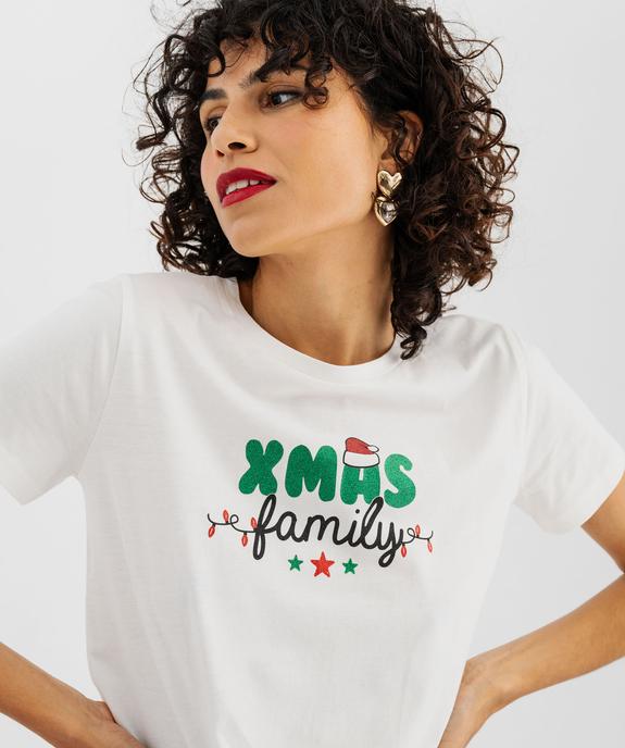 Tee-shirt de Noël manches courtes imprimé pailleté femme vue2 - GEMO(FEMME PAP) - GEMO