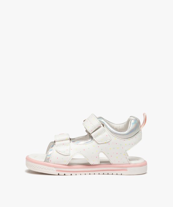 Sandales bébé fille à brides scratch imprimées vue3 - GEMO(BEBE DEBT) - GEMO