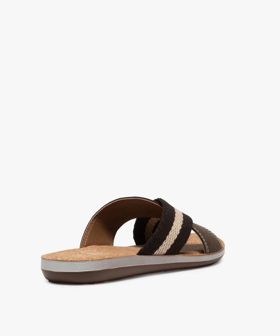 Mules homme à semelle en liège et larges brides croisées vue4 - GEMO (CASUAL) - GEMO
