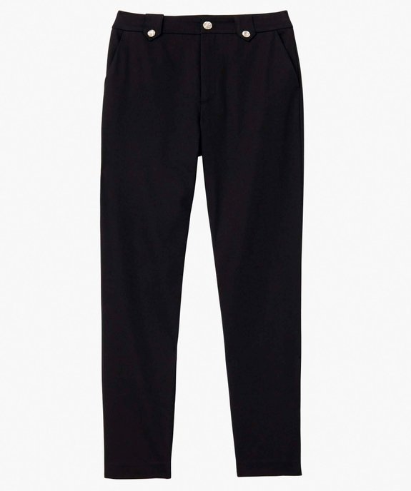 Pantalon femme en toile extensible avec boutons fantaisie vue4 - GEMO(FEMME PAP) - GEMO