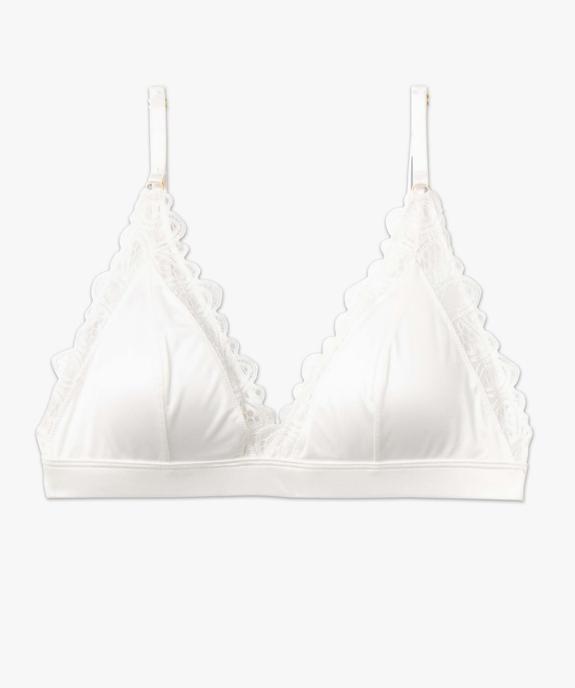 Soutien-gorge triangle en satin et dentelle avec mousses amovibles vue4 - GEMO(HOMWR FEM) - GEMO