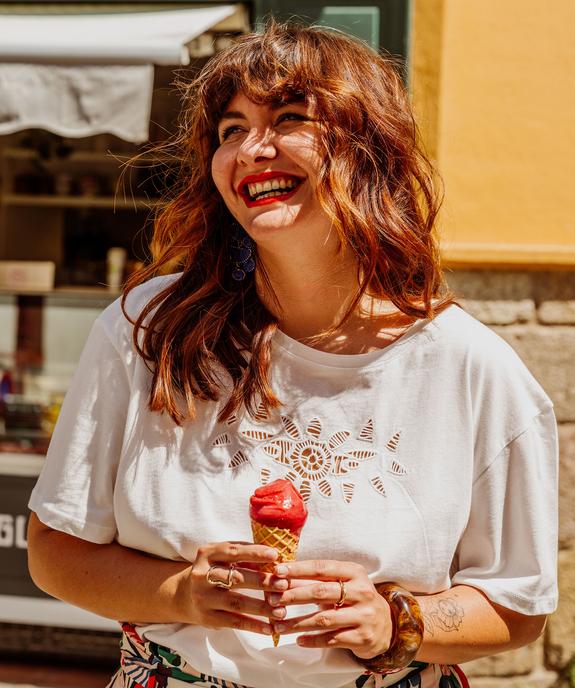 Tee-shirt manches courtes avec motif brodé femme grande taille vue1 - GEMO (G TAILLE) - GEMO