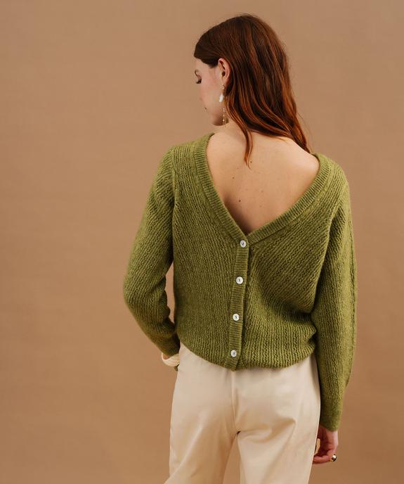 Gilet en maille ajourée à col V femme vue3 - GEMO(FEMME PAP) - GEMO