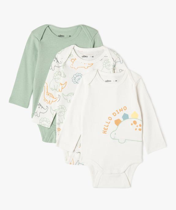 Bodies à manches longues avec motifs dinosaures bébé garçon vue1 - GEMO 4G BEBE - GEMO