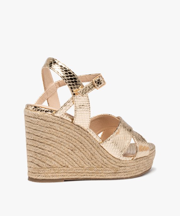 Sandales femme compensées extra hautes métallisées vue5 - GEMO(URBAIN) - GEMO