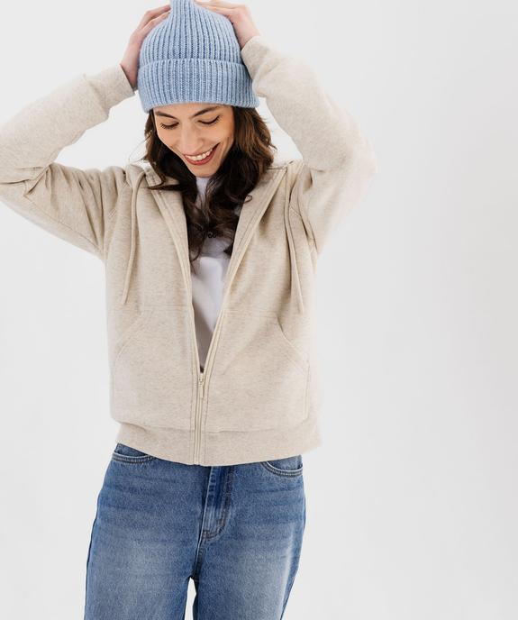 Sweat zippé à capuche doublure sherpa femme vue5 - GEMO(FEMME PAP) - GEMO