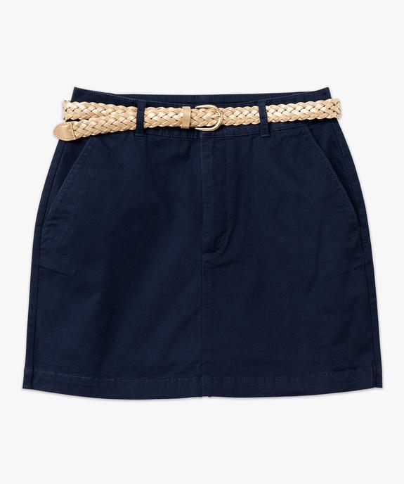 Jupe en twill de coton avec ceinture femme vue4 - GEMO 4G FEMME - GEMO