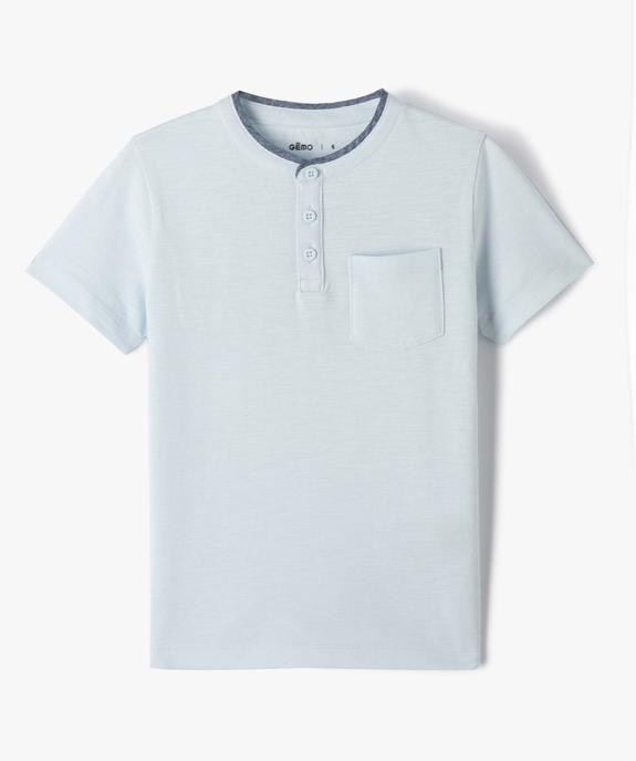 Tee-shirt garçon esprit polo en maille piquée vue2 - GEMO (ENFANT) - GEMO