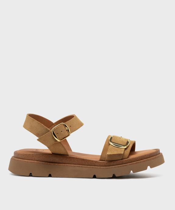 Sandales à semelle crantée dessus cuir femme - Tanéo vue1 - TANEO - GEMO