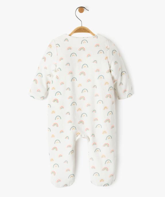 Pyjama en velours ouverture devant à motifs arc-en-ciel bébé fille vue3 - GEMO 4G BEBE - GEMO