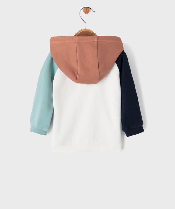Sweat zippé à capuche avec empiècements colorés bébé garçon vue4 - GEMO 4G BEBE - GEMO