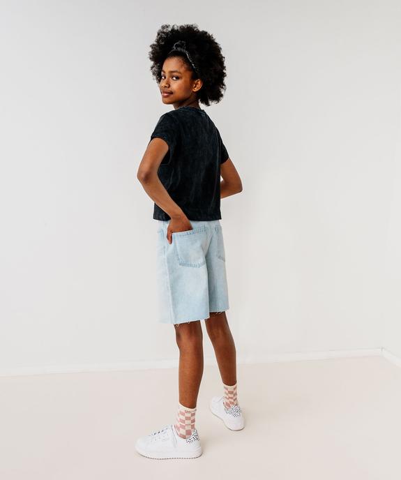 Bermuda en jean taille haute finition sans coutures fille vue8 - GEMO 4G FILLE - GEMO