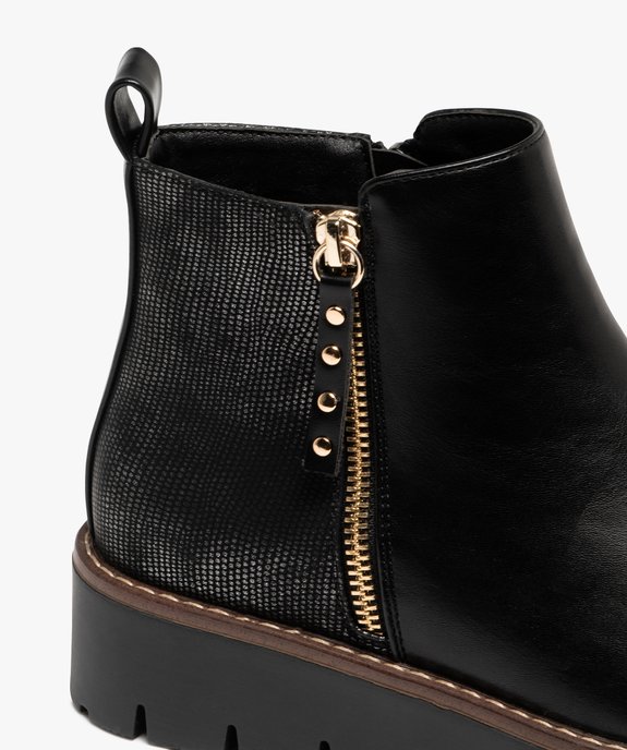 Boots femme à semelle plateforme crantée et à zip fantaisie vue13 - GEMO (CASUAL) - GEMO