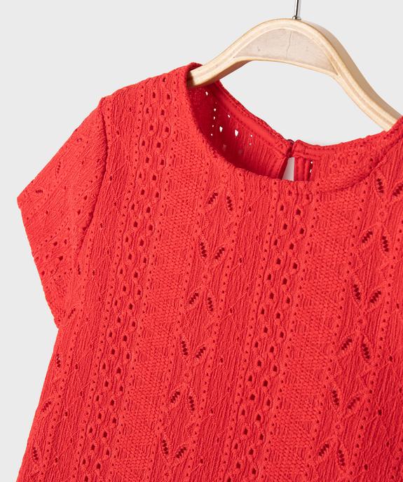 Tee-shirt manches courtes en maille ajourée bébé fille vue2 - GEMO(BEBE DEBT) - GEMO