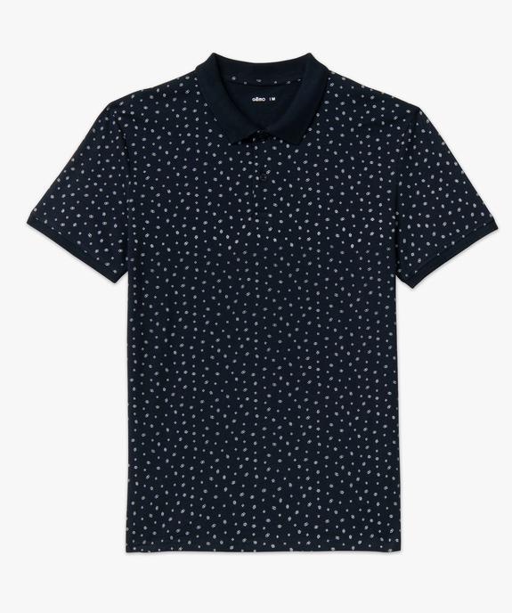 Polo manches courtes en jersey à petits motifs graphiques homme vue4 - GEMO (HOMME) - GEMO