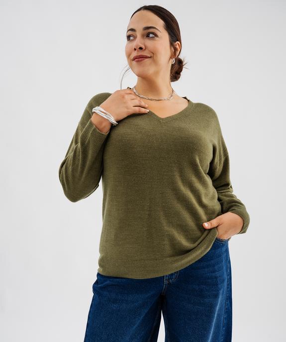 Pull fin à col V femme grande taille vue2 - GEMO (G TAILLE) - GEMO