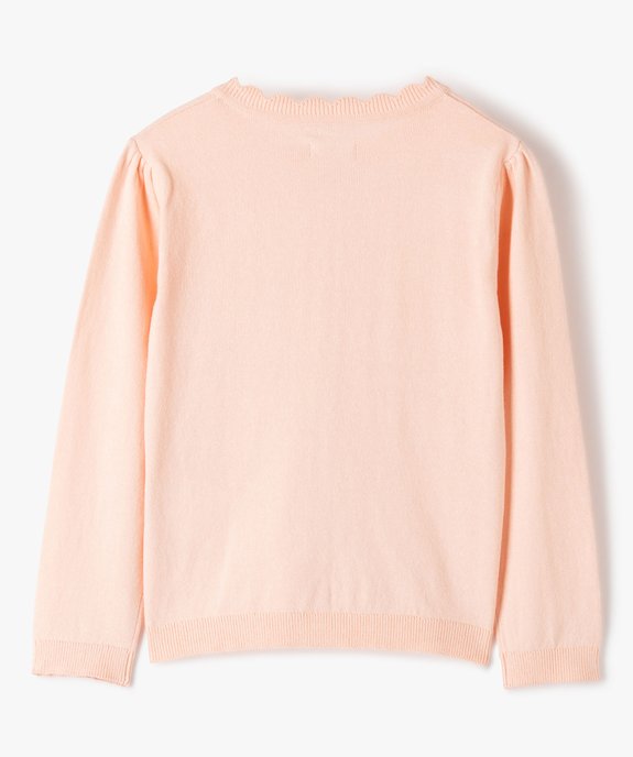 Gilet fille en maille fine à col fantaisie vue4 - GEMO (ENFANT) - GEMO