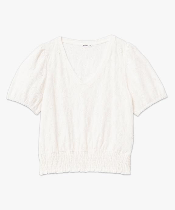Tee-shirt à manches courtes en maille ajourée femme vue4 - GEMO(FEMME PAP) - GEMO