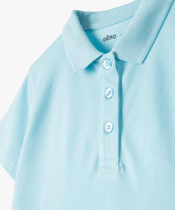 Polo à manches courtes en coton piqué uni fille vue2 - GEMO 4G FILLE - GEMO