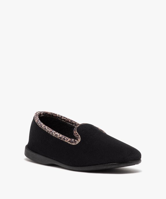 Chaussons femme pantoufles unies à col motif léopard vue2 - GEMO 4G FEMME - GEMO