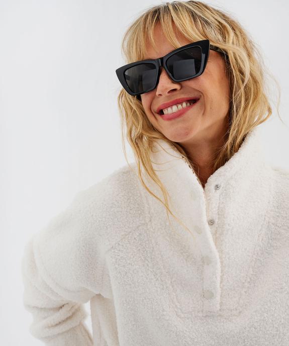 Sweat oversize en maille bouclette avec col montant femme vue2 - GEMO(FEMME PAP) - GEMO