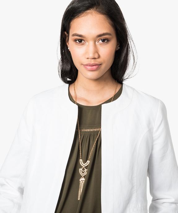Veste en lin à col rond  vue2 - GEMO(FEMME PAP) - GEMO