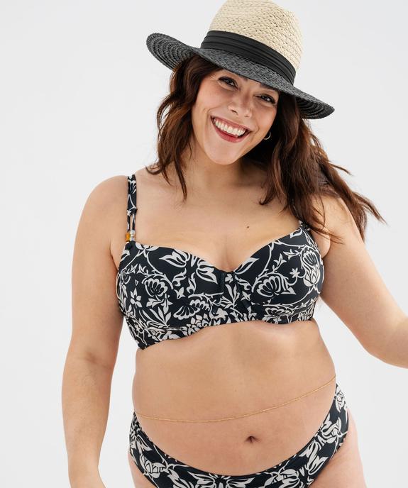 Haut de maillot de bain à motifs fleuris forme emboîtante femme grande taille vue1 - GEMO (PLAGE) - GEMO