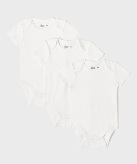 Body manches courtes en coton uni bébé (lot de 3) vue4 - GEMO 4G BEBE - GEMO