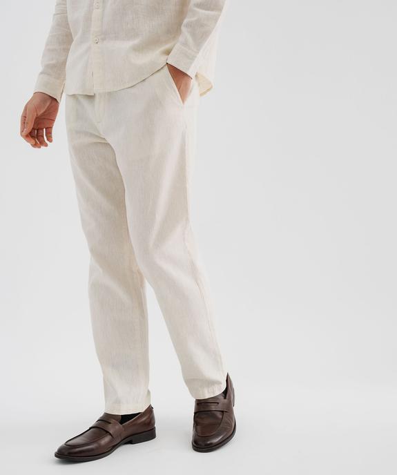 Pantalon en lin et coton coupe Regular homme vue1 - GEMO 4G HOMME - GEMO