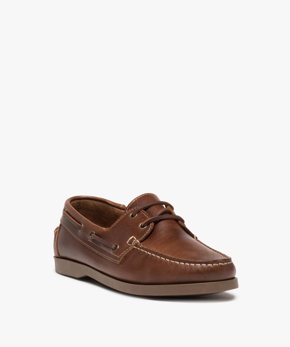 Chaussures bateau homme classiques dessus cuir uni vue2 - GEMO (CASUAL) - GEMO
