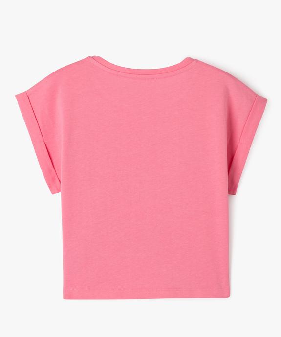 Tee-shirt à manches courtes avec inscription en relief fille  vue3 - GEMO 4G FILLE - GEMO