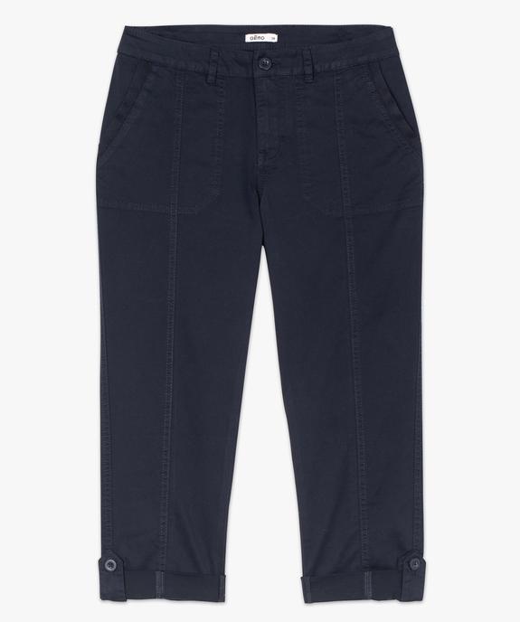 Pantacourt femme en coton twill à revers et patte boutonnée vue4 - GEMO(FEMME PAP) - GEMO